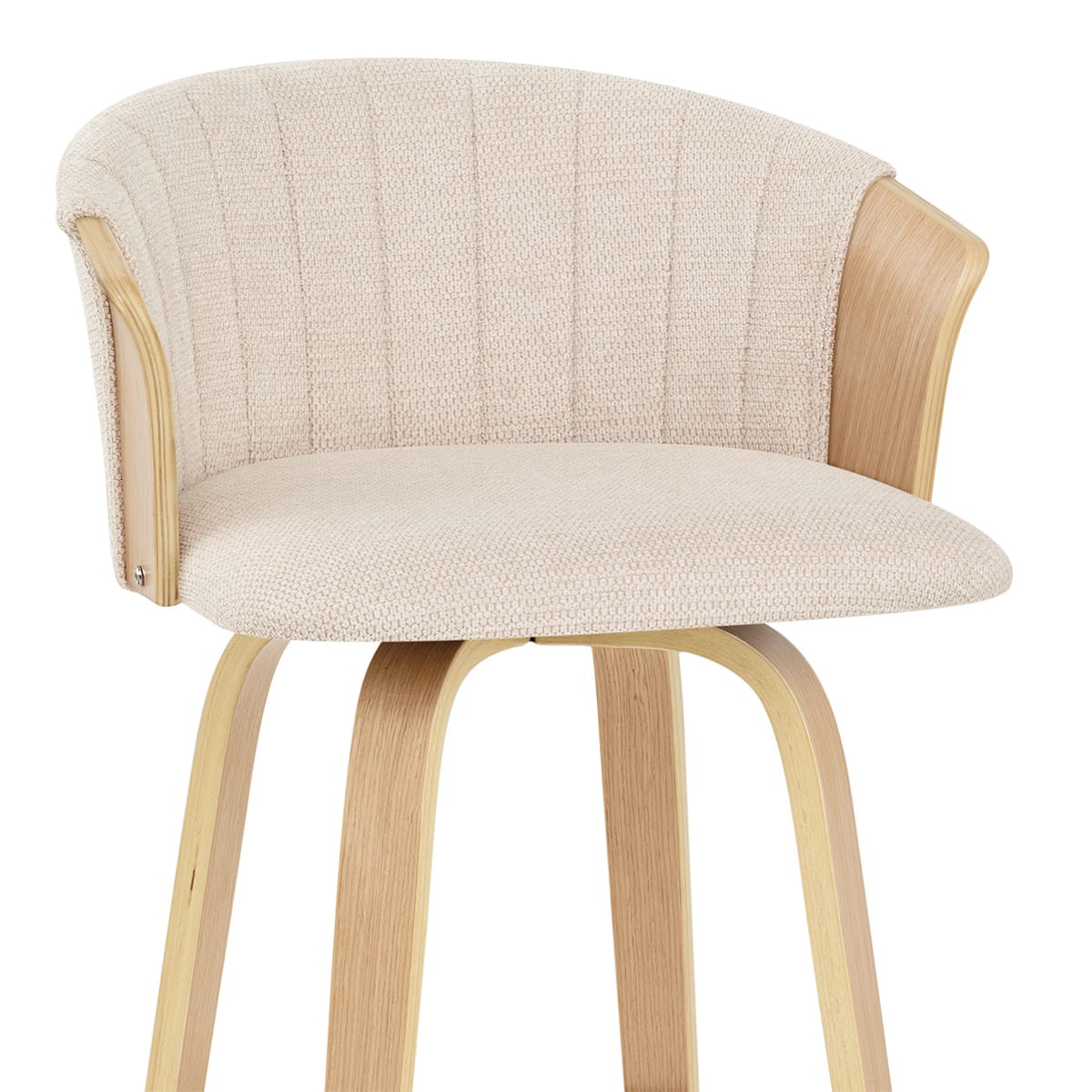 Coral Sgabello da Bar in Rovere e Tessuto Beige
