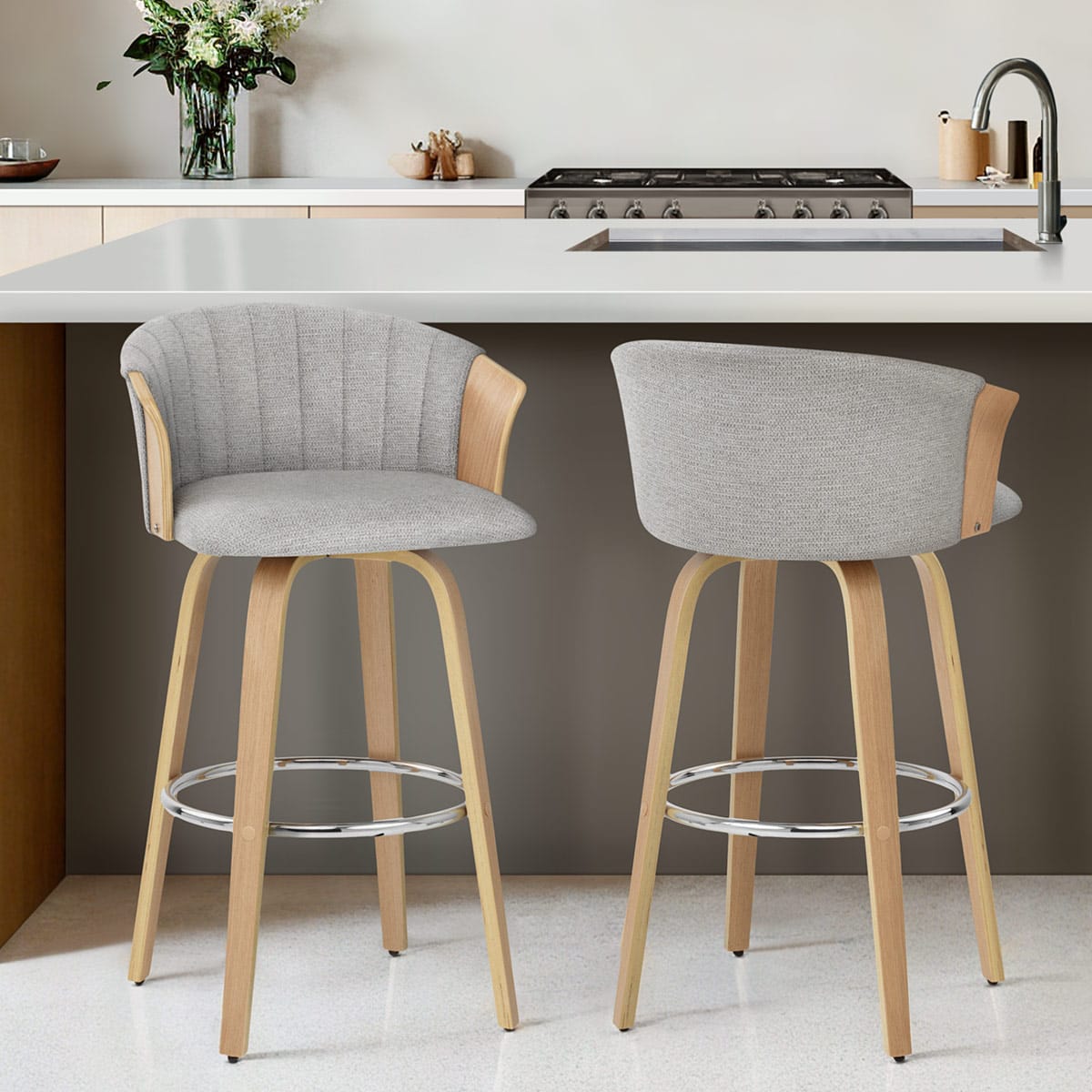 Sgabello Stoffa - Coral Grigio