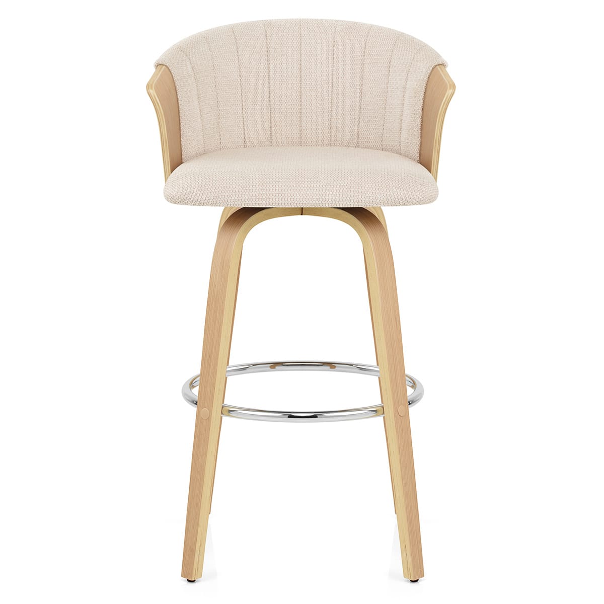Coral Sgabello da Bar in Rovere e Tessuto Beige