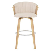 Coral Sgabello da Bar in Rovere e Tessuto Beige