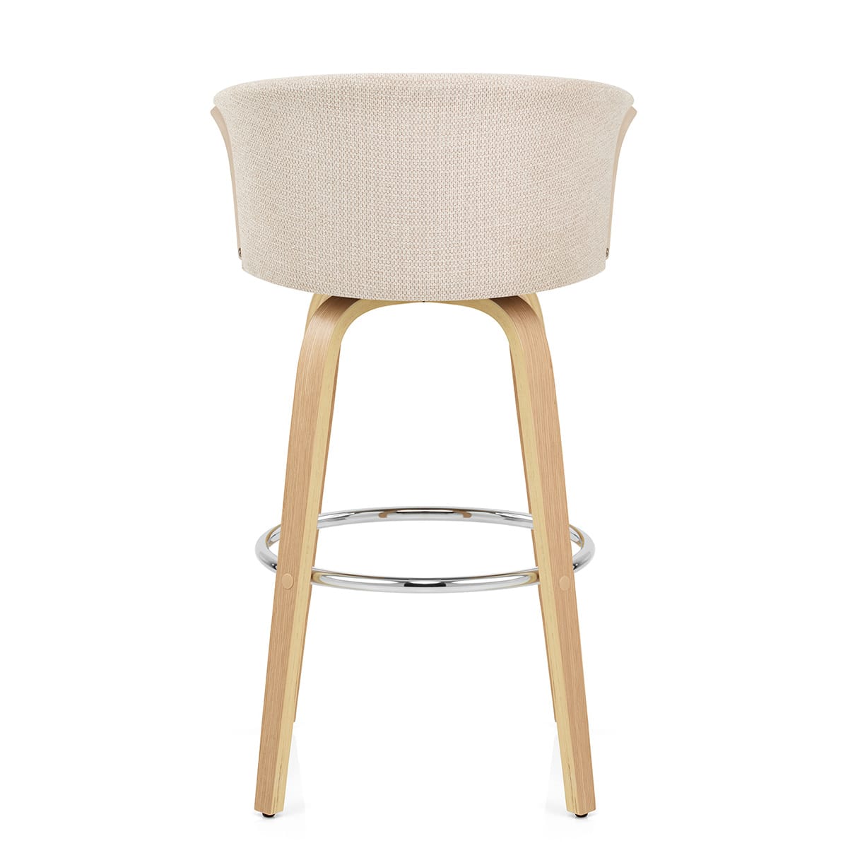 Coral Sgabello da Bar in Rovere e Tessuto Beige