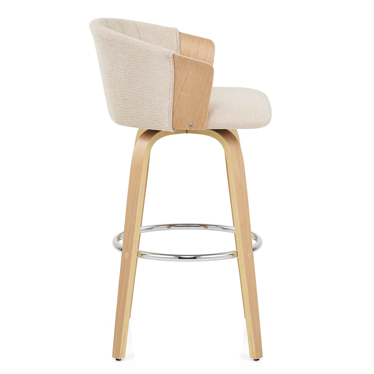 Coral Sgabello da Bar in Rovere e Tessuto Beige