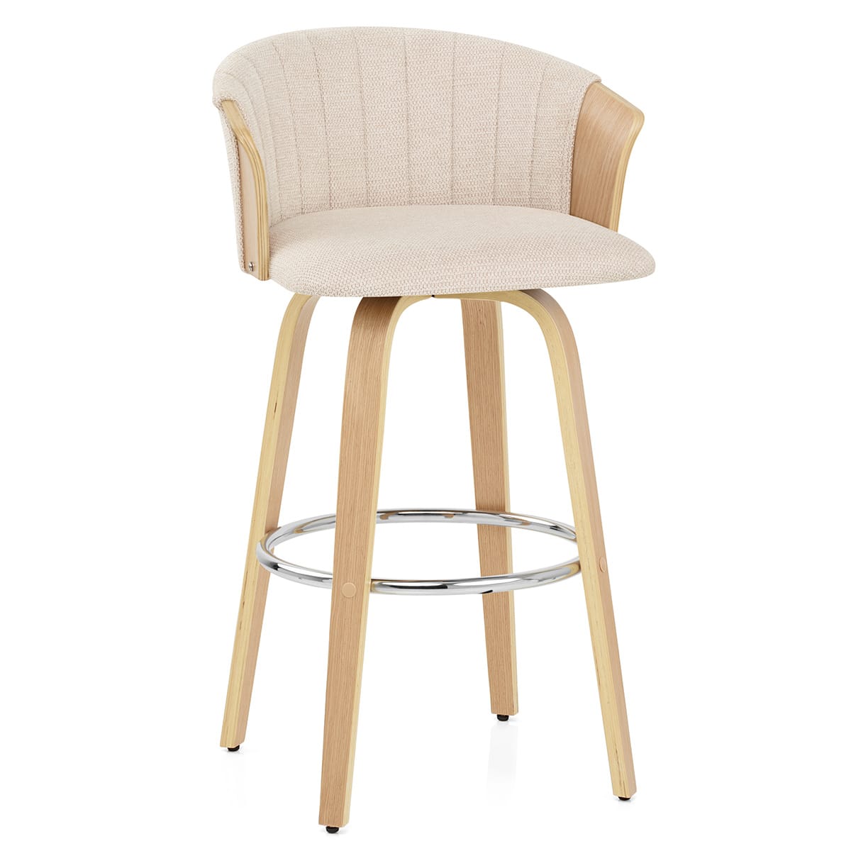 Coral Sgabello da Bar in Rovere e Tessuto Beige