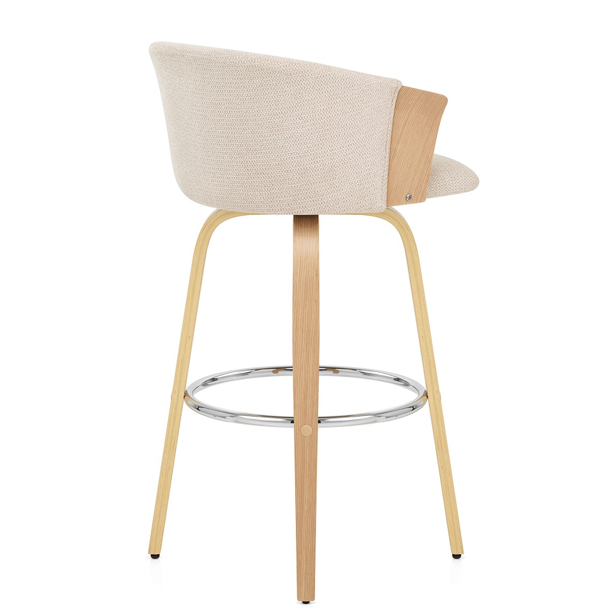 Coral Sgabello da Bar in Rovere e Tessuto Beige