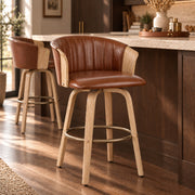 Sgabello Vera Pelle Quercia - Coral Marrone