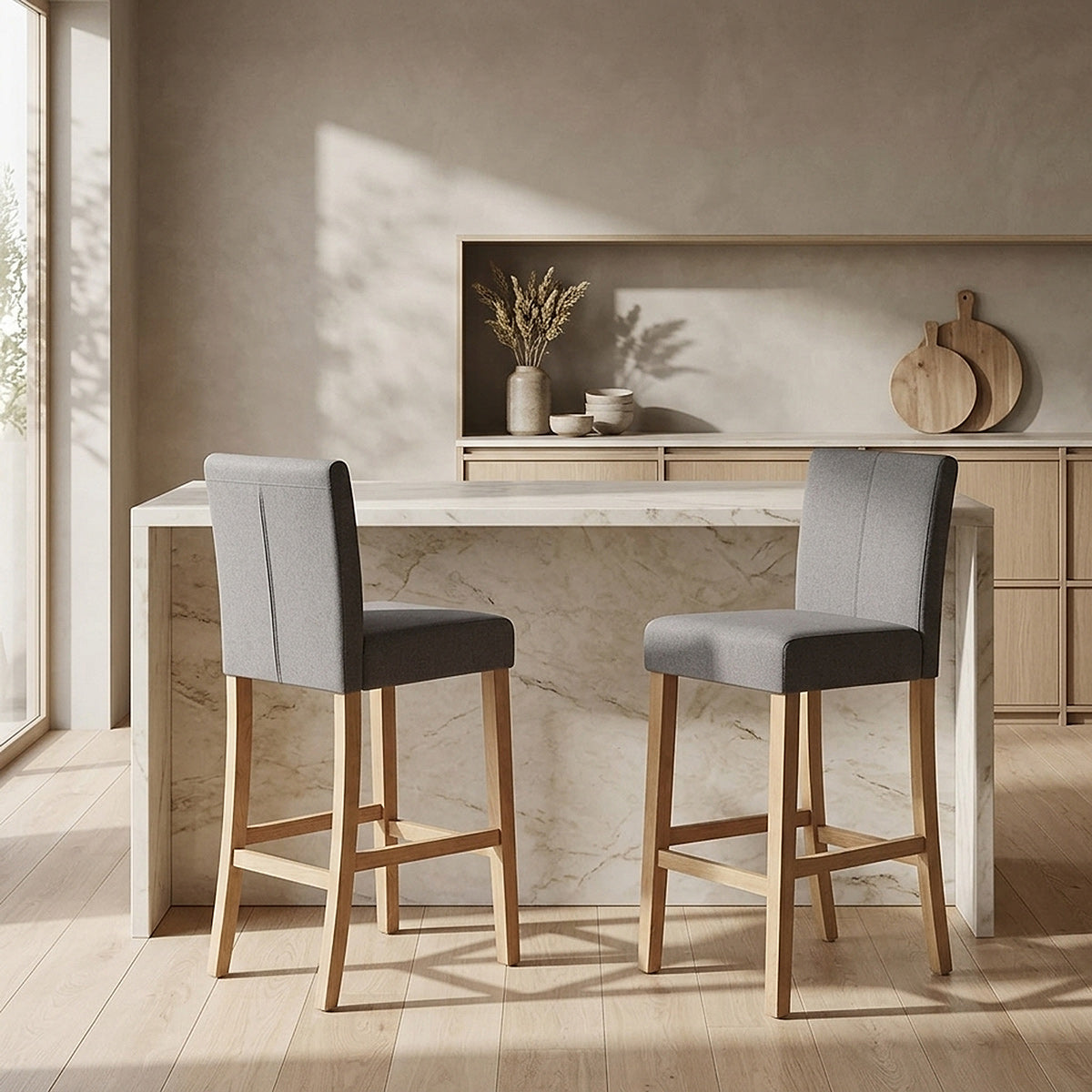 Sgabello Tessuto Rovere - Cornell Grigio