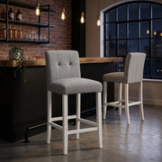 Sgabello Tessuto Legno - Crawford Grigio