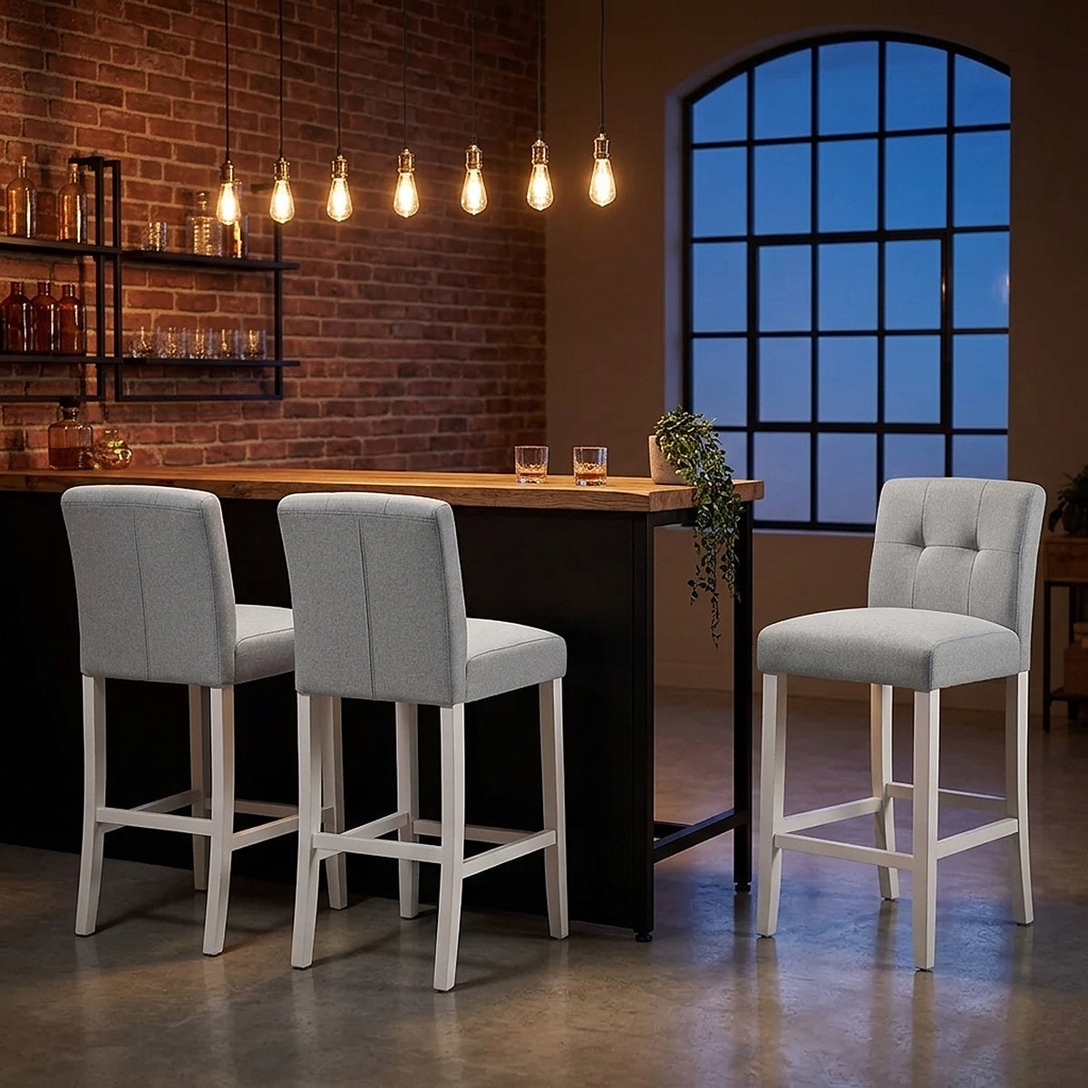 Sgabello Tessuto Legno - Crawford Grigio