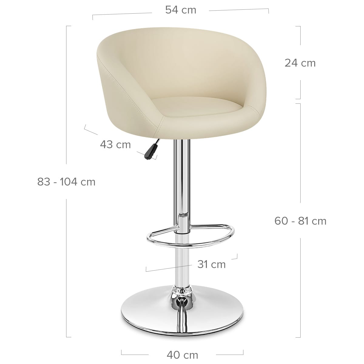 Sgabello Ecopelle Cromato - Eclipse Crema