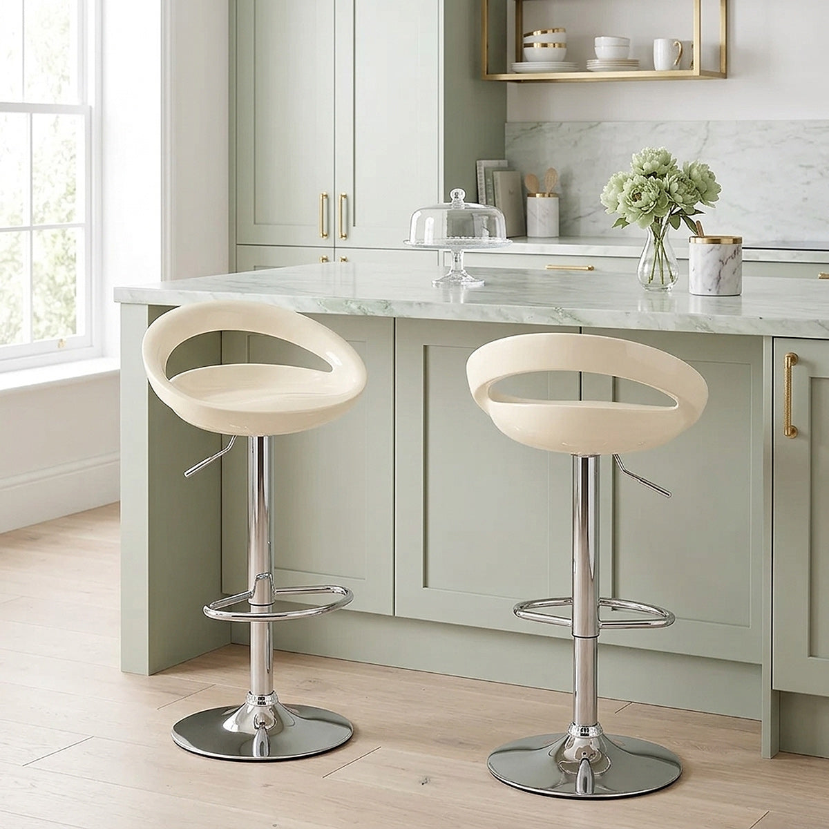 Sgabello Plastica Cromato - Crescent Crema
