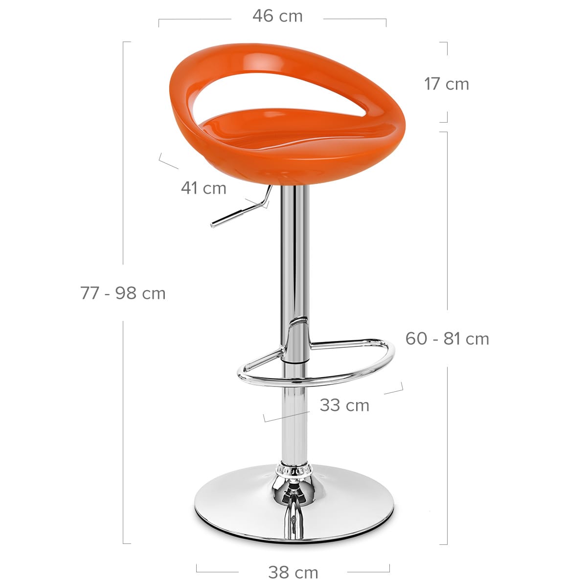 Sgabello Plastica Cromato - Crescent Arancione