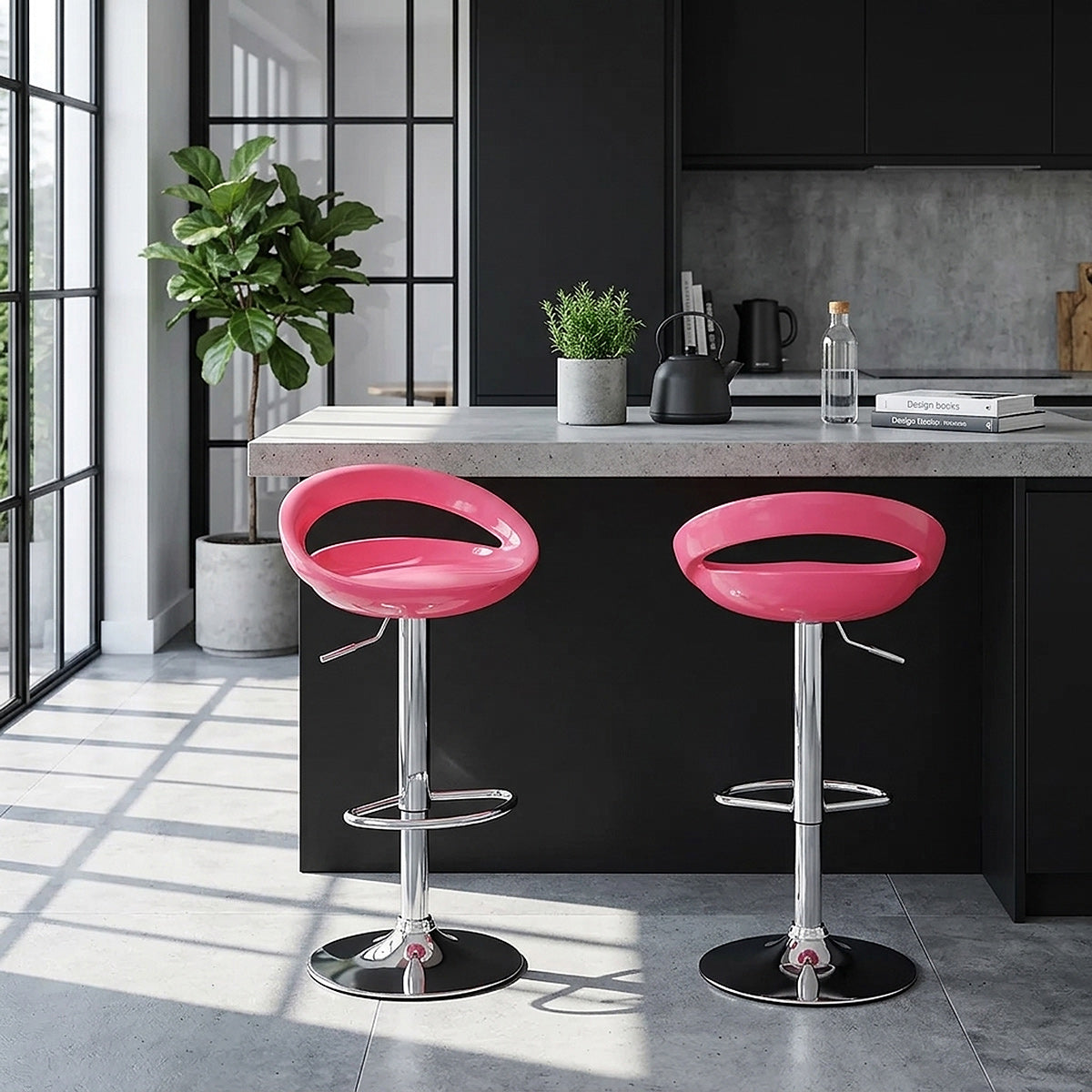 Sgabello Plastica Cromato - Crescent Rosa