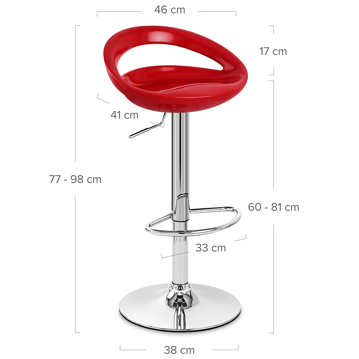 Sgabello Plastica Cromato - Crescent Rosso