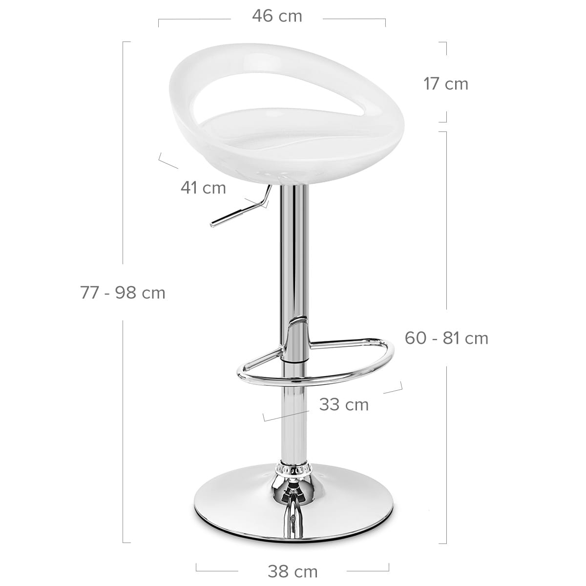 Sgabello Plastica Cromato - Crescent Bianco