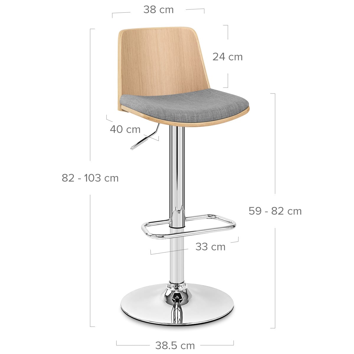 Sgabello Tessuto Cromato - Crest Grigio