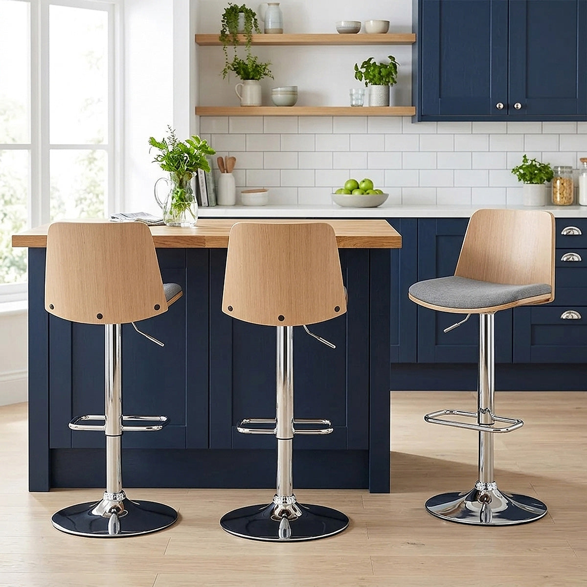Sgabello Tessuto Cromato - Crest Grigio