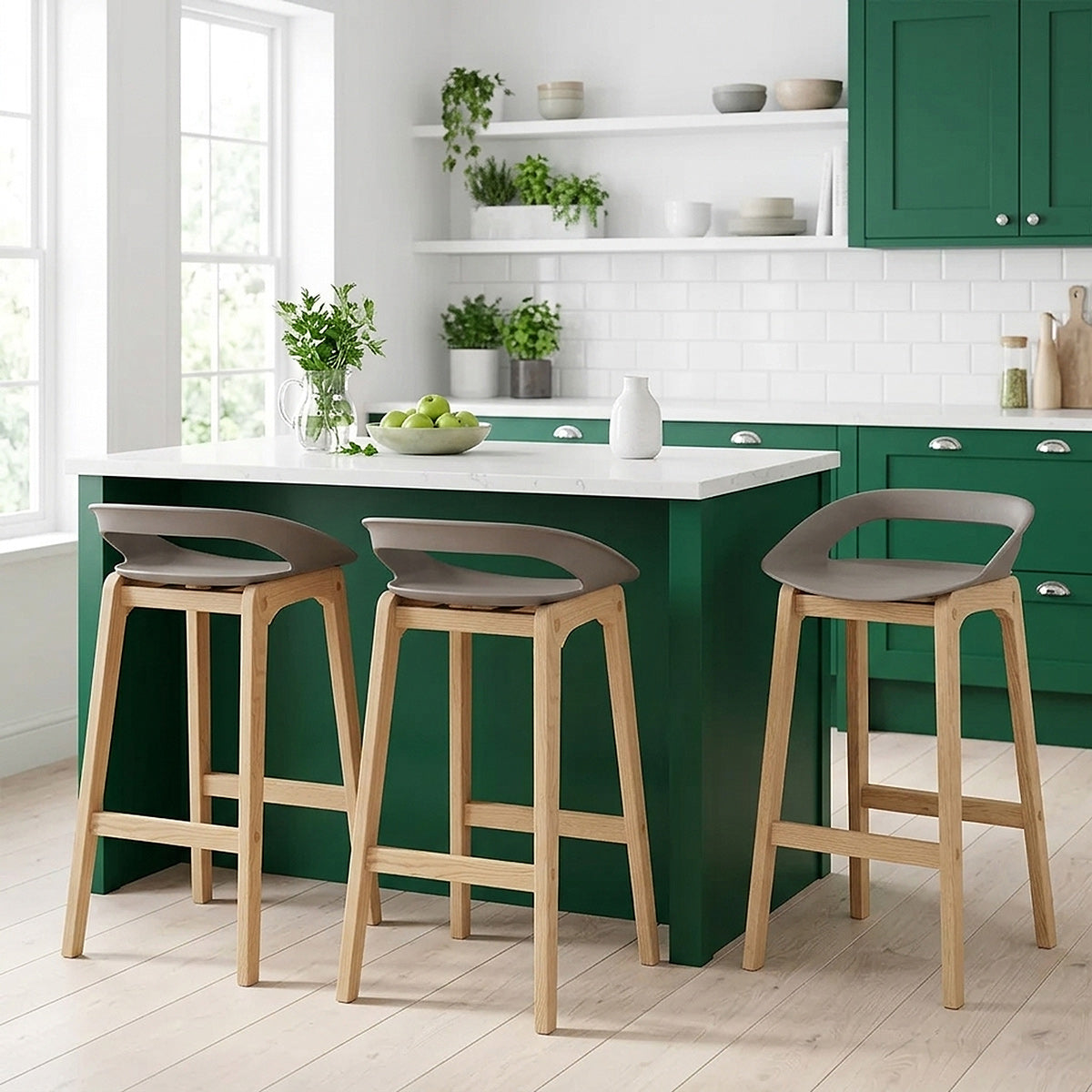 Sgabello Resina Legno - Crew Grigio