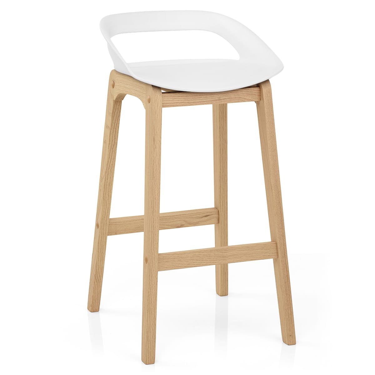 Sgabello Resina Legno - Crew Bianco