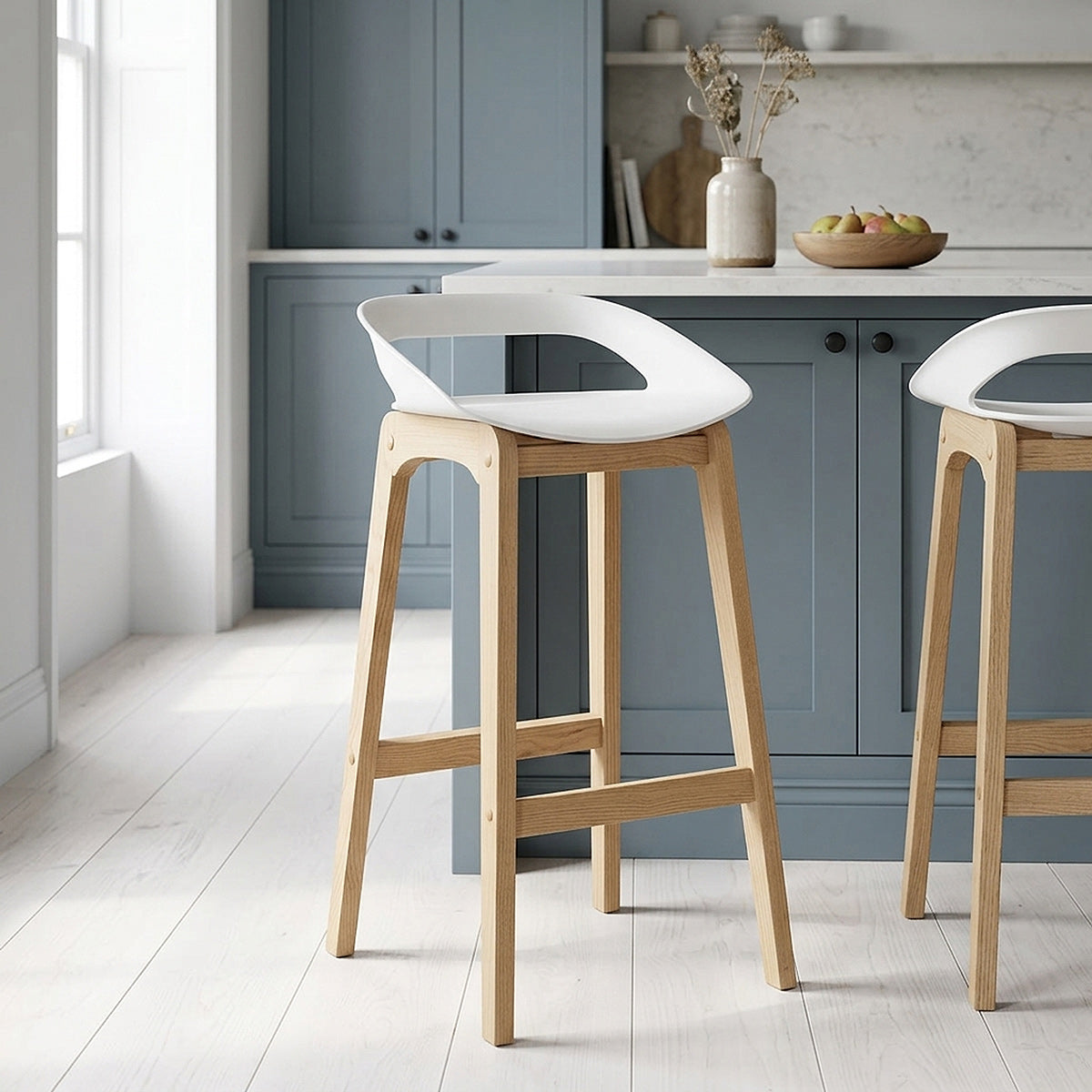Sgabello Resina Legno - Crew Bianco