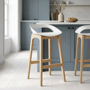 Sgabello Resina Legno - Crew Bianco