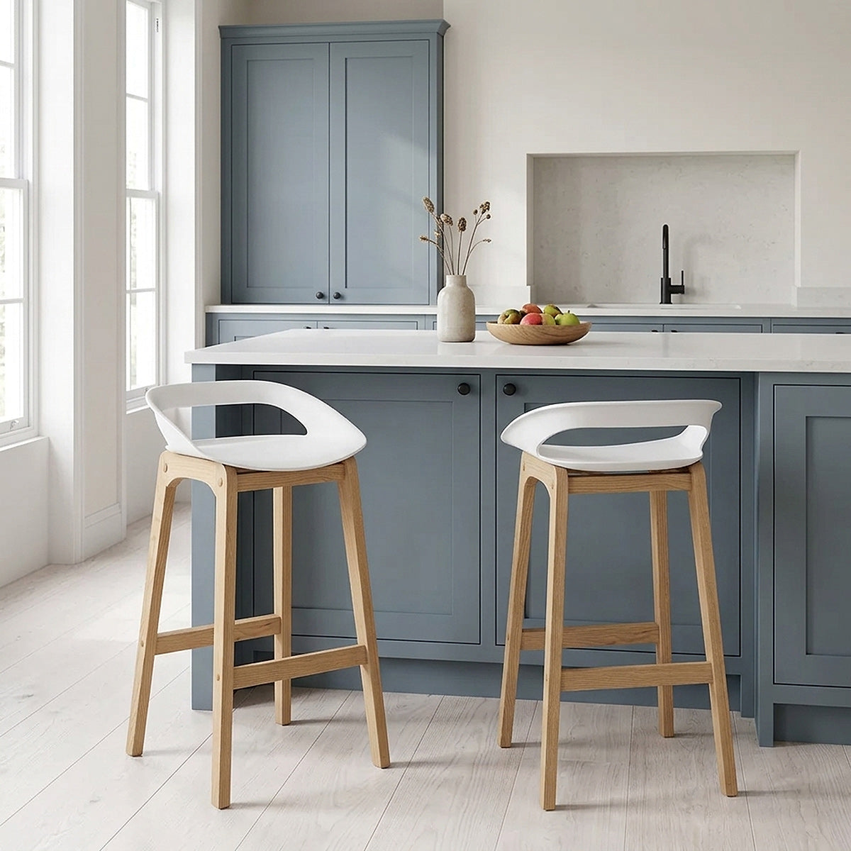 Sgabello Resina Legno - Crew Bianco