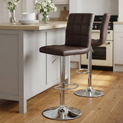 Sgabello Ecopelle Cromato - Criss Cross Marrone