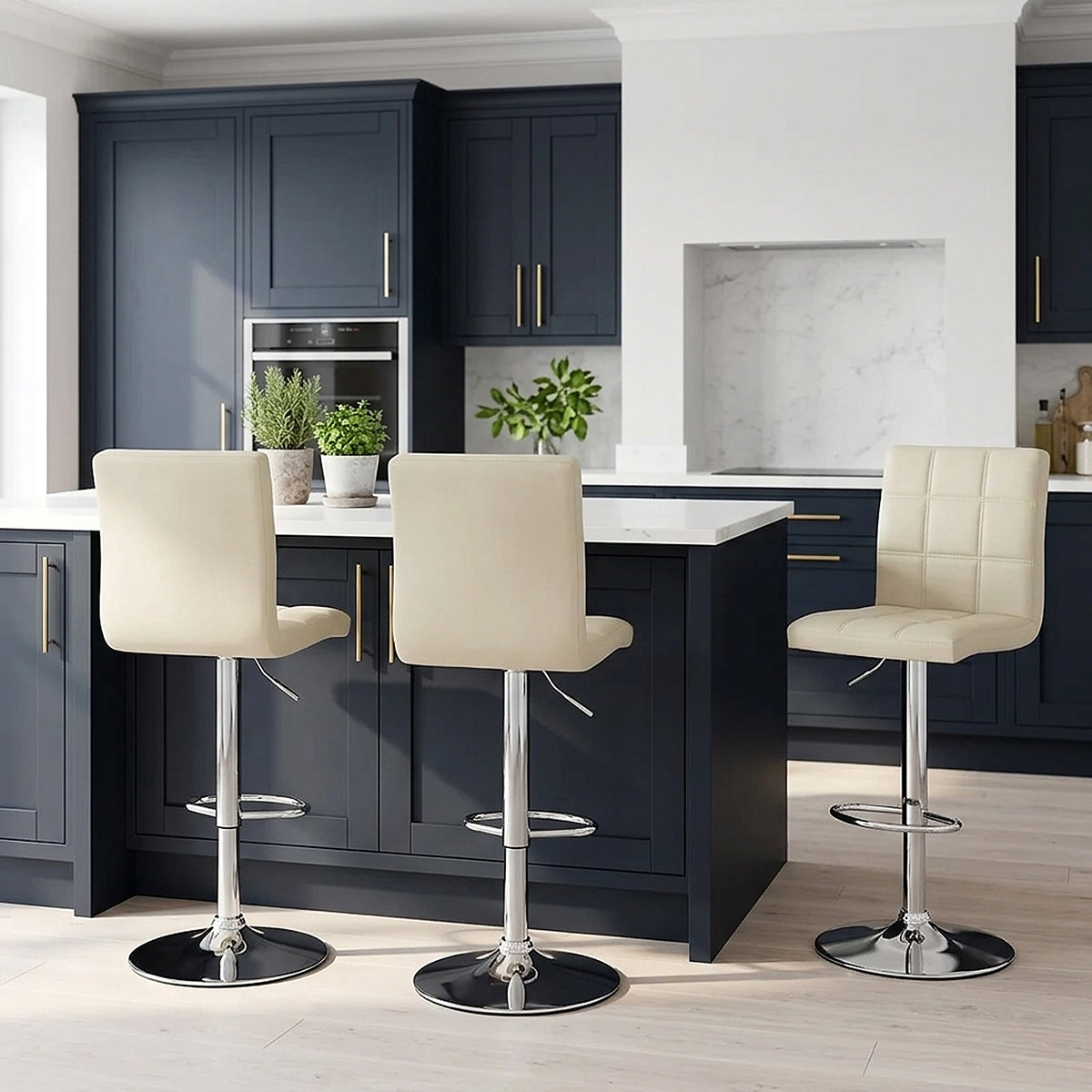 Sgabello Ecopelle Cromato - Criss Cross Crema