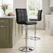 Sgabello Ecopelle Cromato - Criss Cross Nero