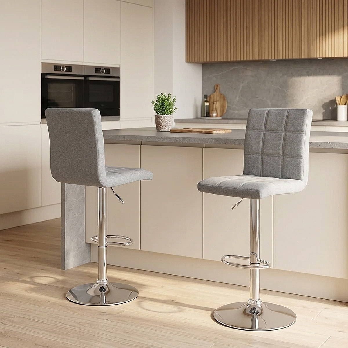 Sgabello Tessuto Cromato - Criss Cross Grigio