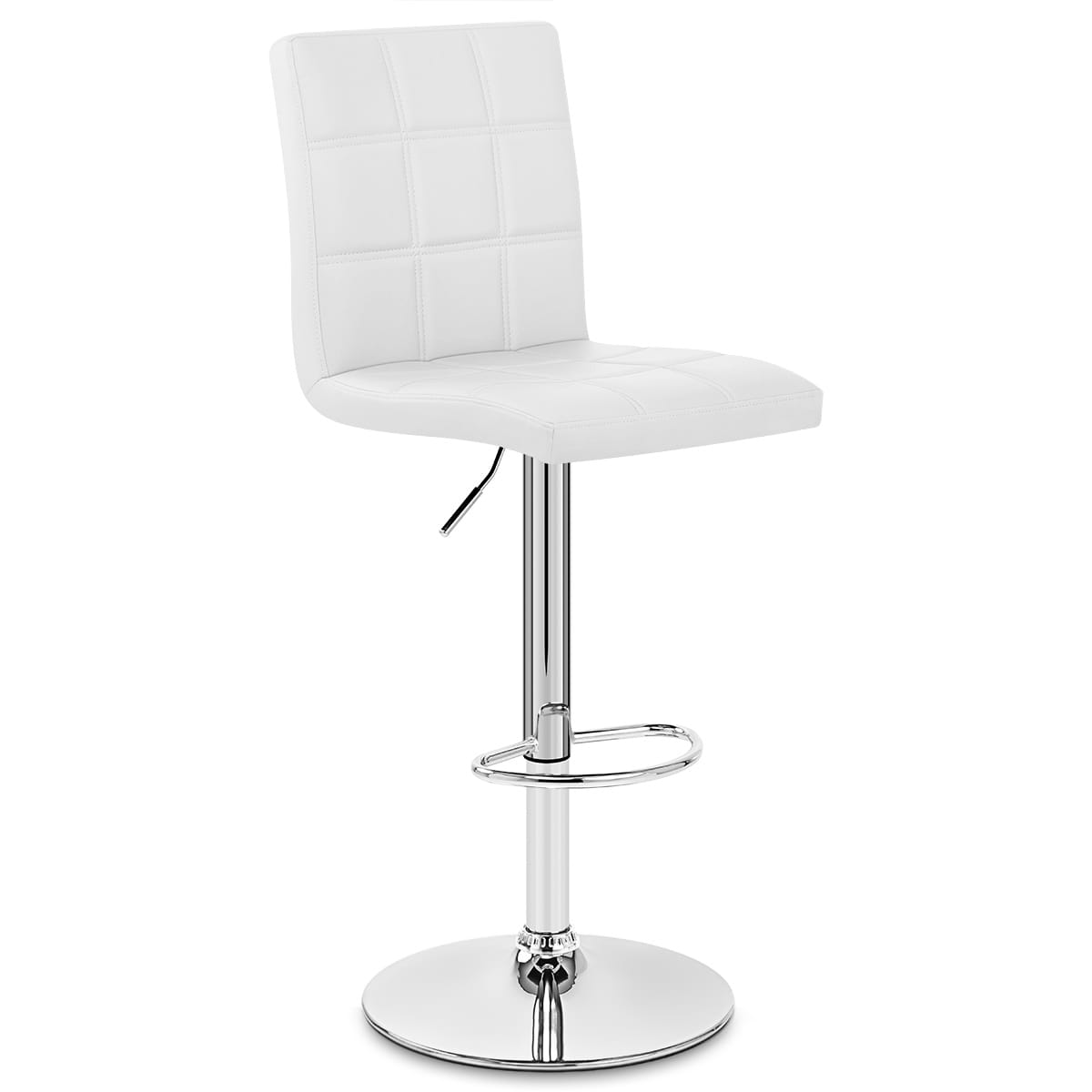 Sgabello Ecopelle Cromato - Criss Cross Bianco