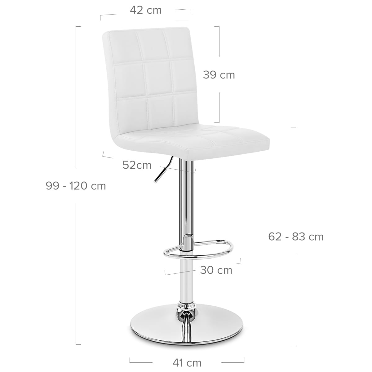 Sgabello Ecopelle Cromato - Criss Cross Bianco