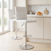 Sgabello Ecopelle Cromato - Criss Cross Bianco