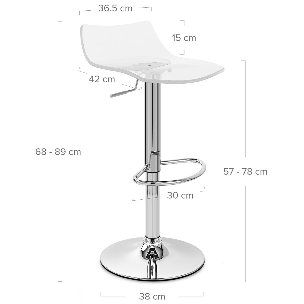 Sgabello Plastica Cromato - Crystal Trasparente