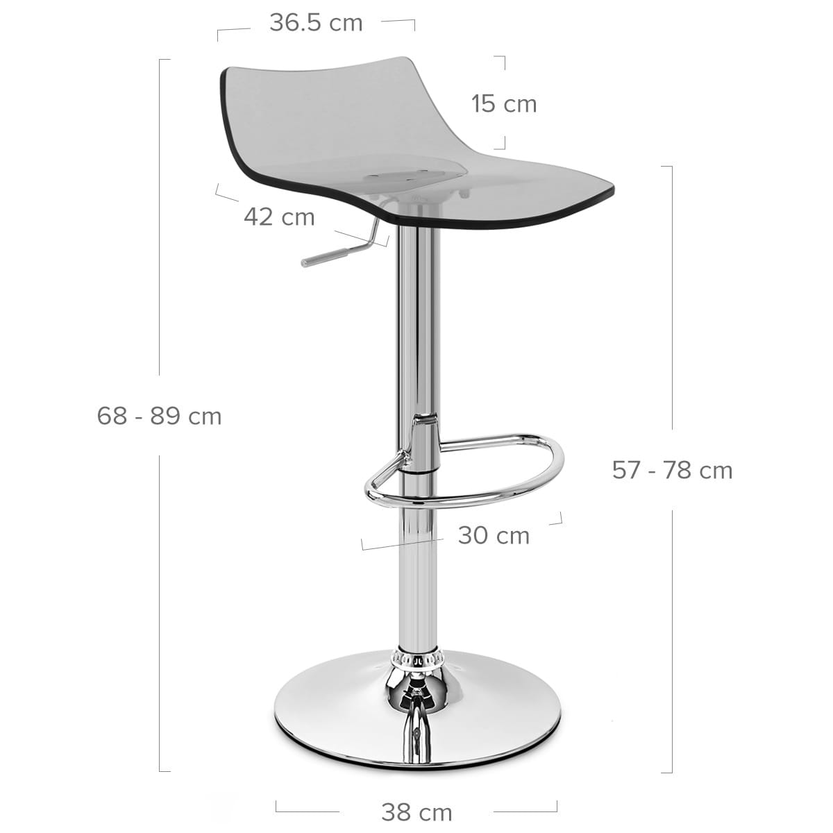Sgabello Plastica Cromato - Crystal Grigio
