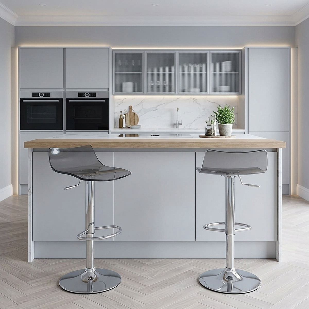 Sgabello Plastica Cromato - Crystal Grigio