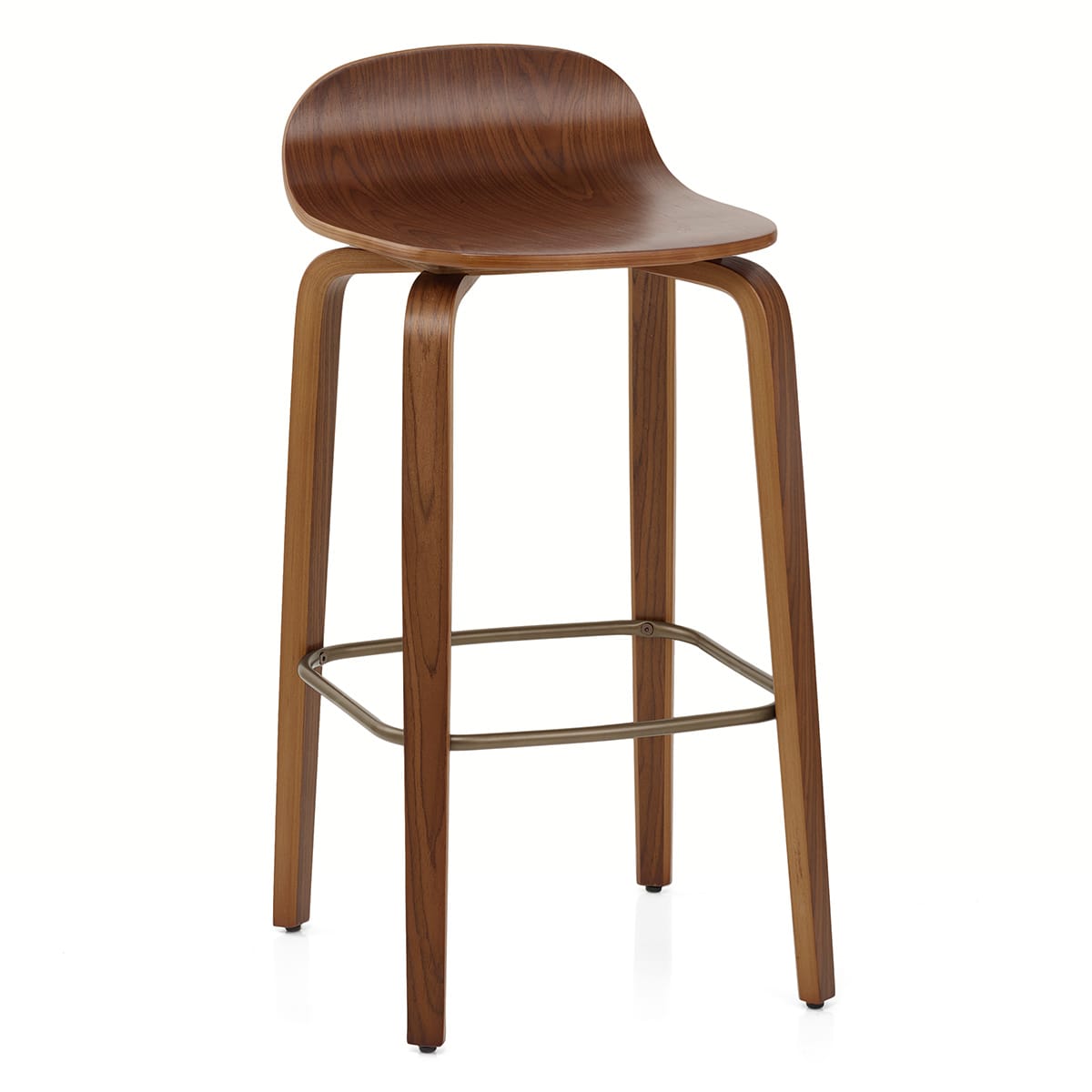 Sgabello Legno - Curve Noce Lucido