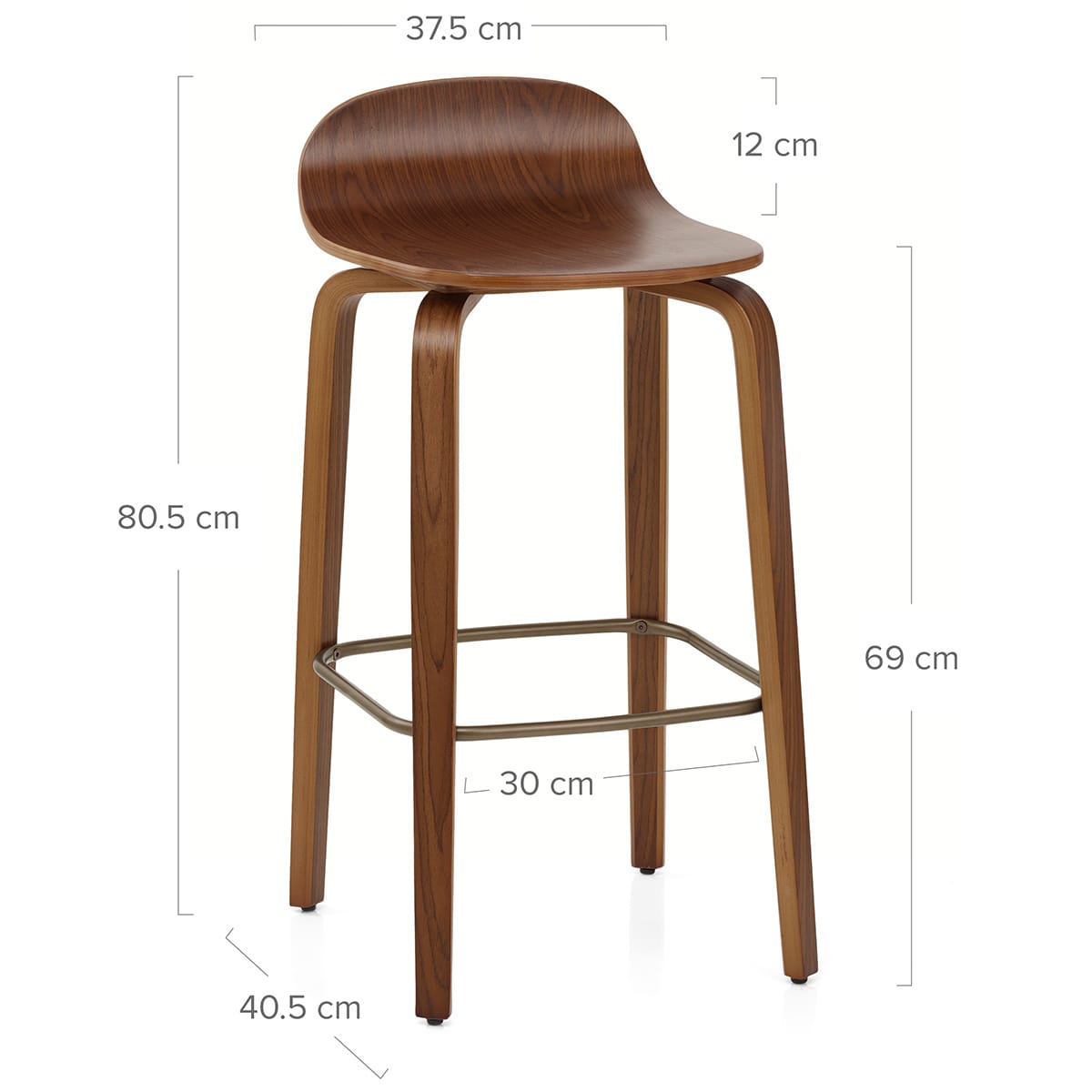 Sgabello Legno - Curve Noce Lucido