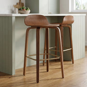 Sgabello Legno - Curve Noce Lucido