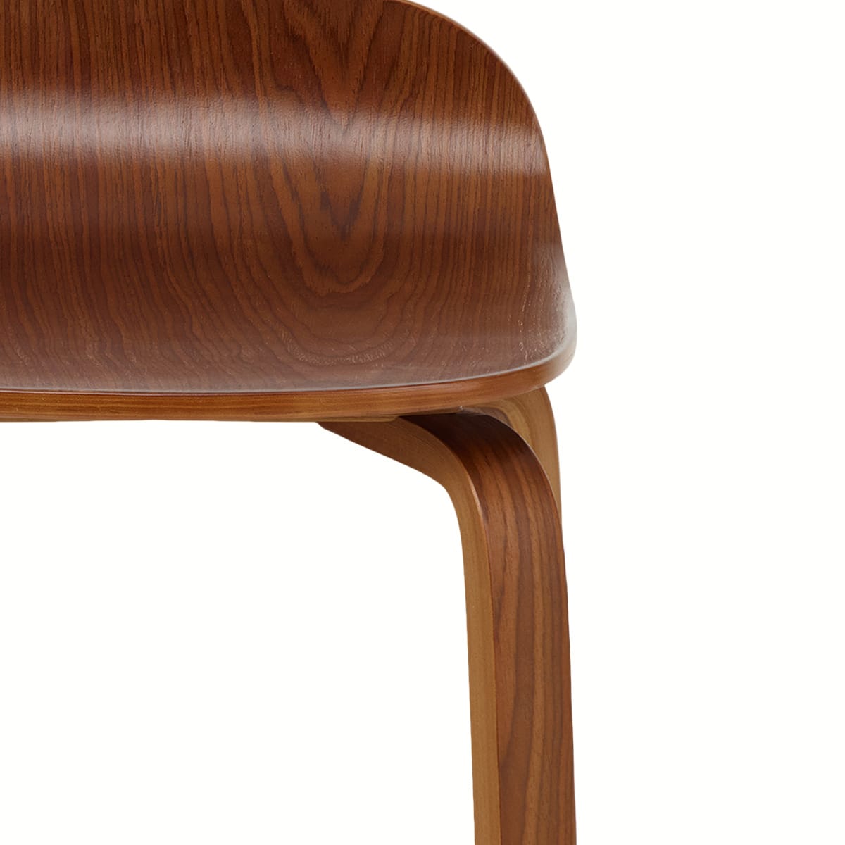 Sgabello Legno - Curve Noce Lucido