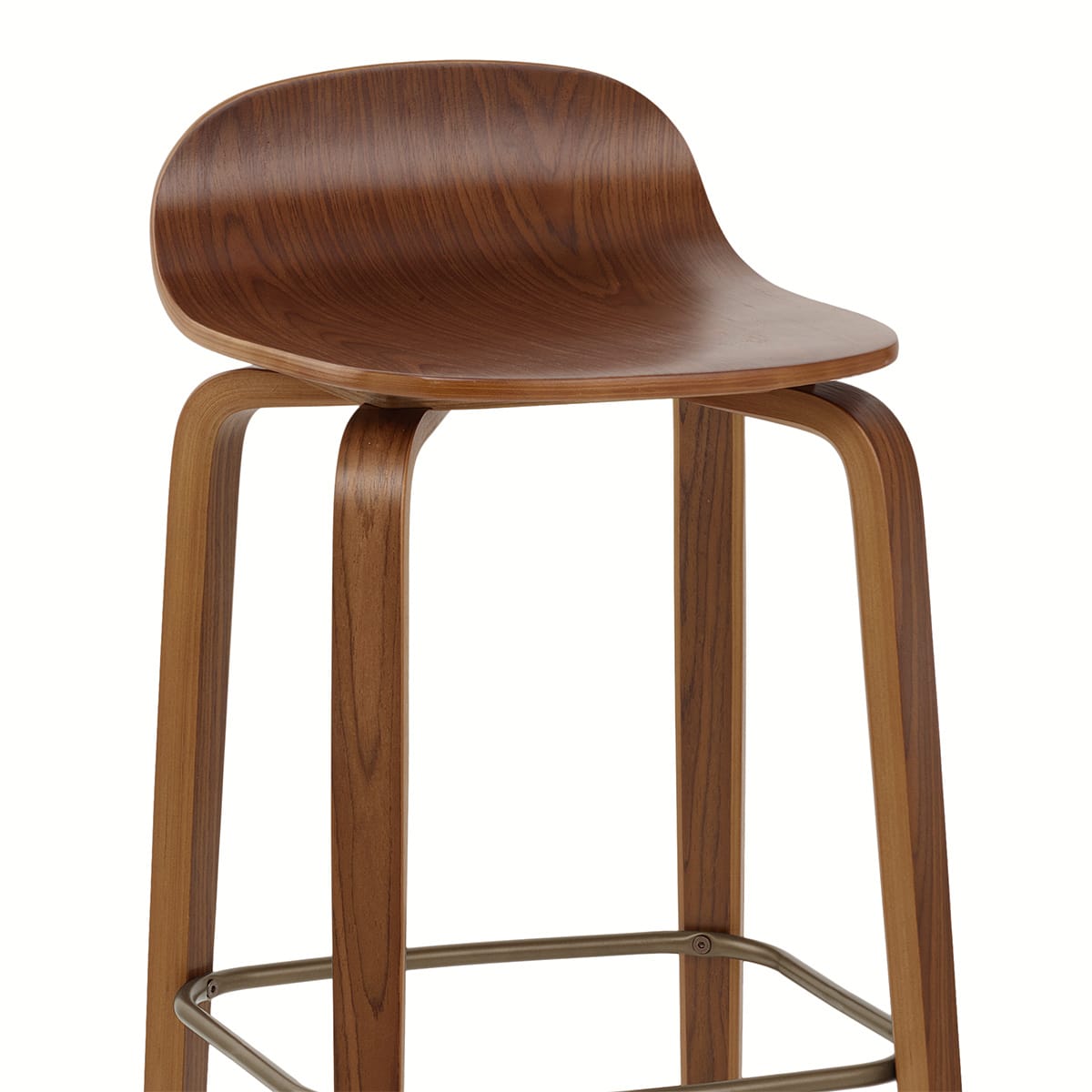 Sgabello Legno - Curve Noce Lucido