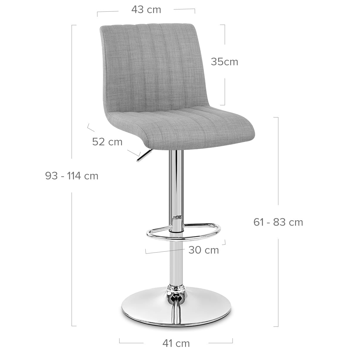 Sgabello Cromato Tessuto - Debut Grigio
