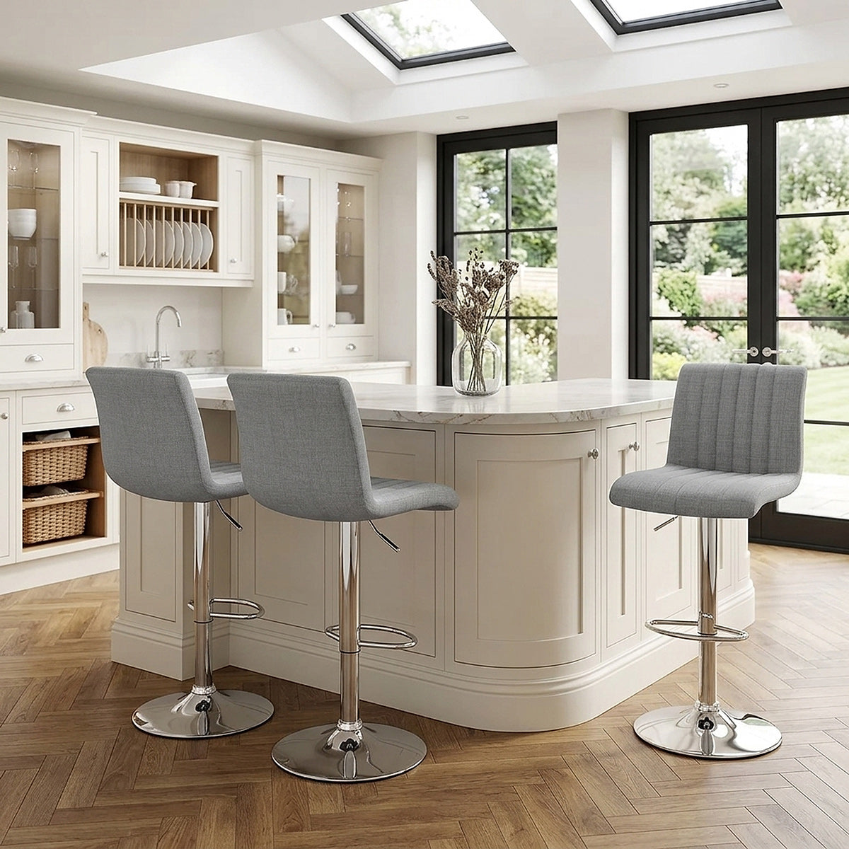 Sgabello Cromato Tessuto - Debut Grigio