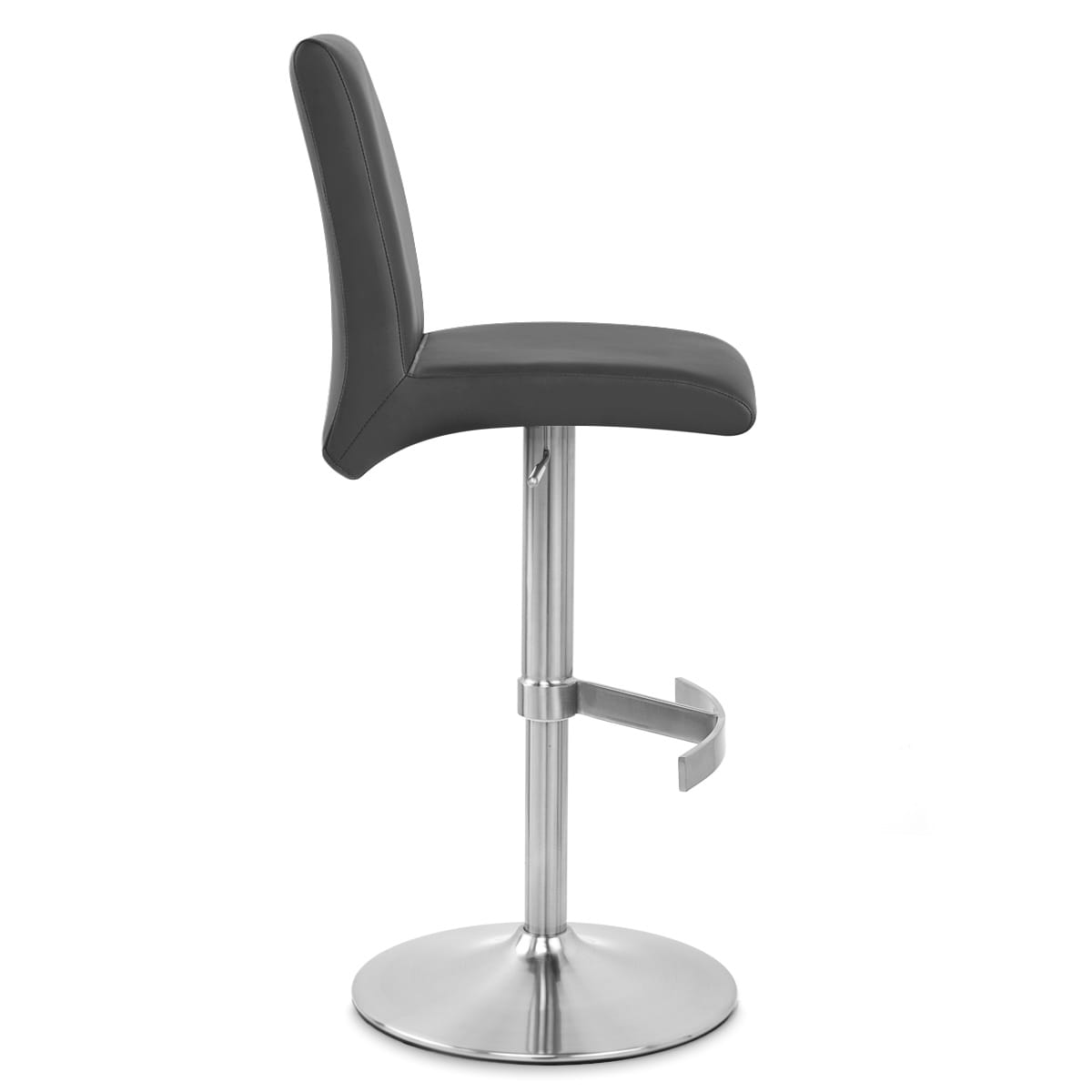 Sgabello Ecopelle Cromo Satinato - Deluxe High Back Nero