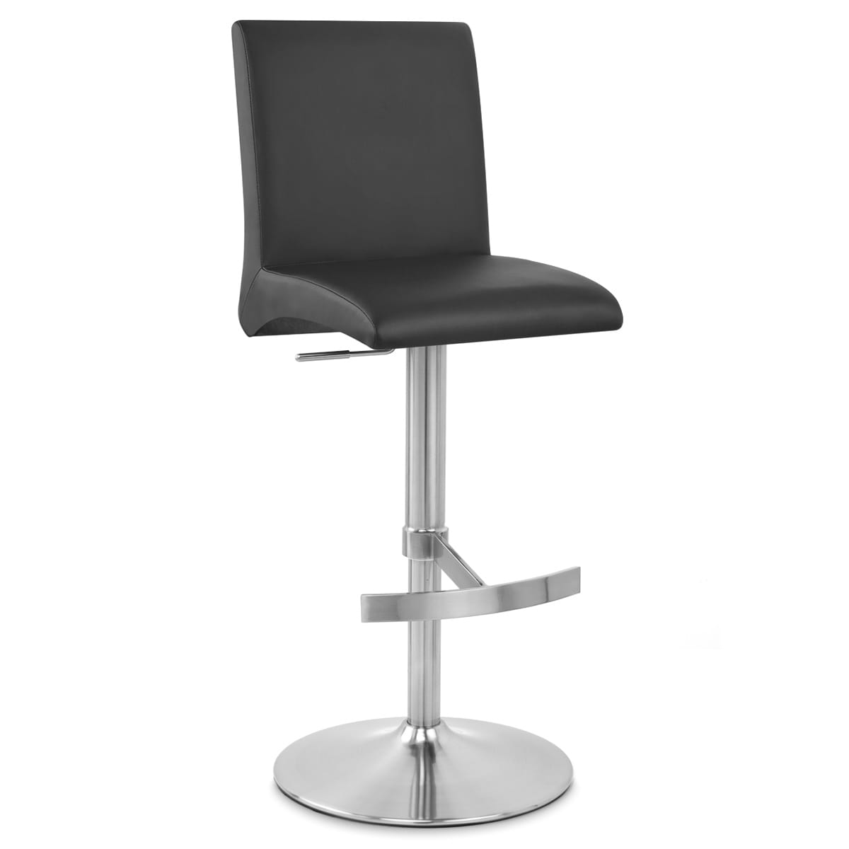 Sgabello Ecopelle Cromo Satinato - Deluxe High Back Nero