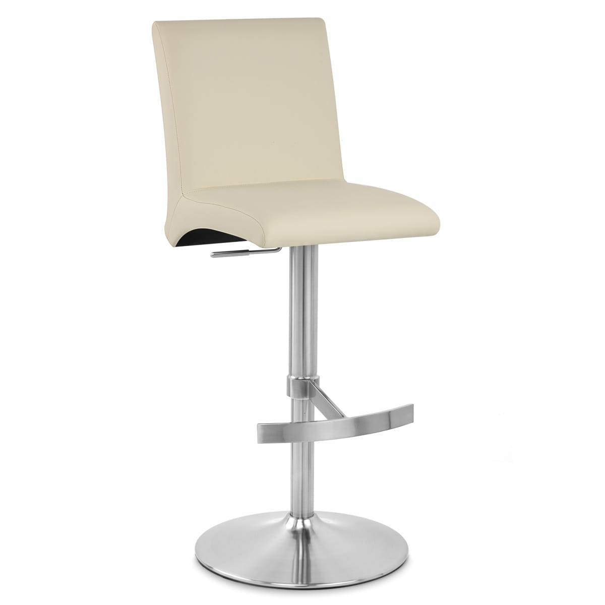 Sgabello Ecopelle Cromo Satinato - Deluxe High Back Crema