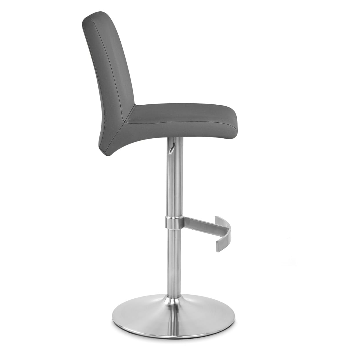 Sgabello Ecopelle Cromo Satinato - Deluxe High Back Grigio