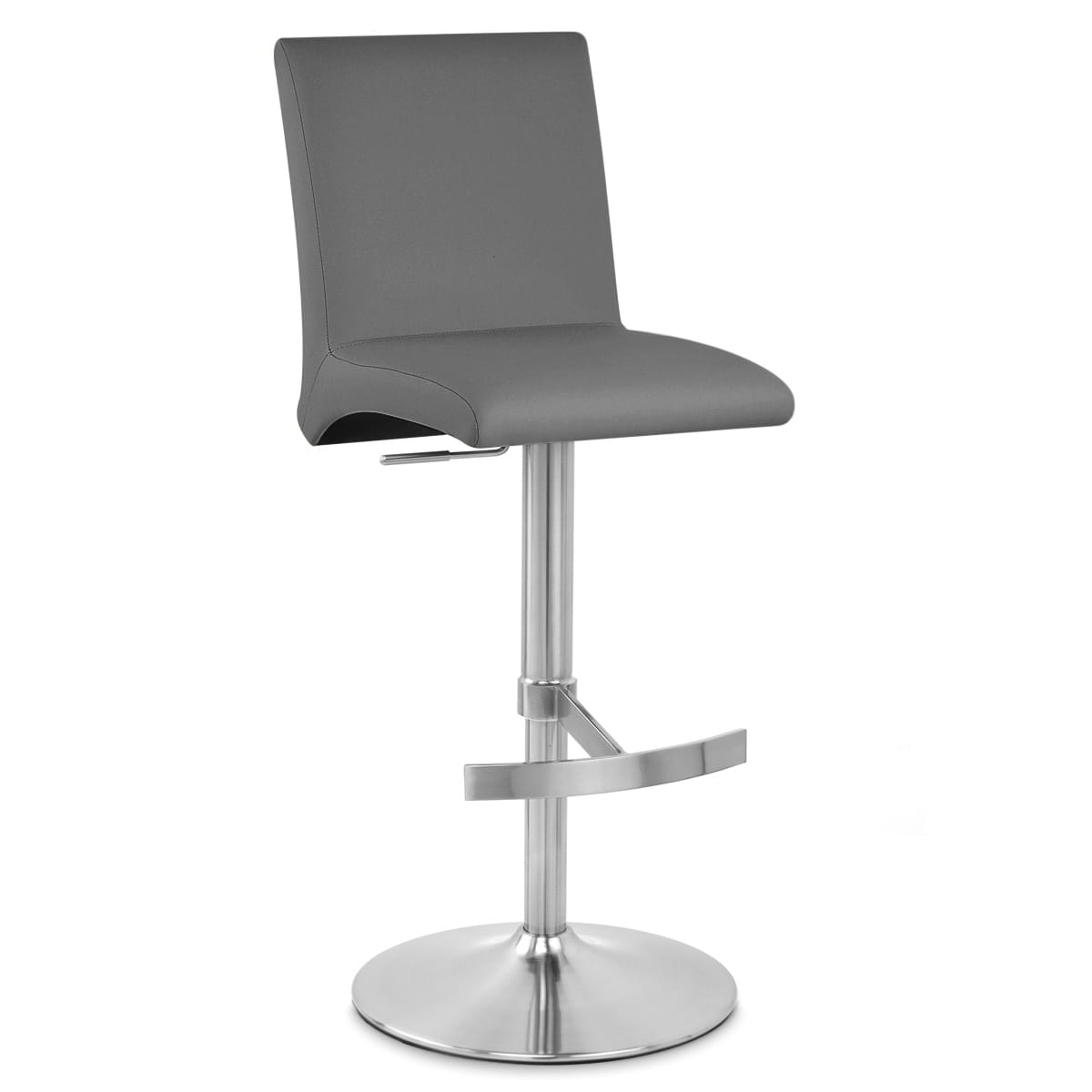 Sgabello Ecopelle Cromo Satinato - Deluxe High Back Grigio