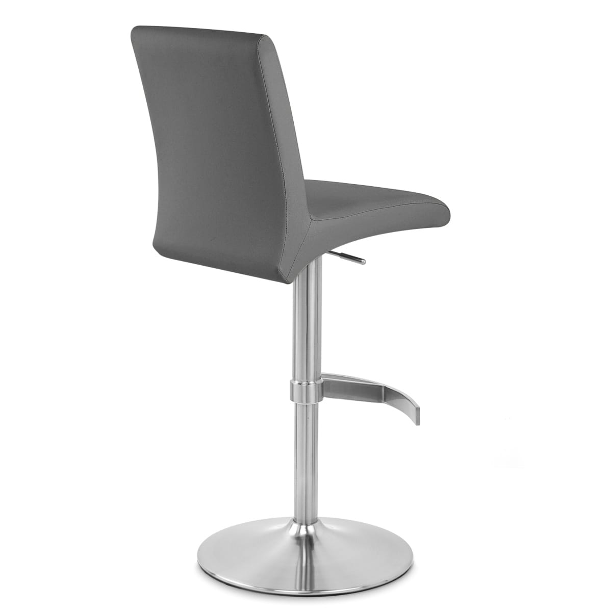 Sgabello Ecopelle Cromo Satinato - Deluxe High Back Grigio
