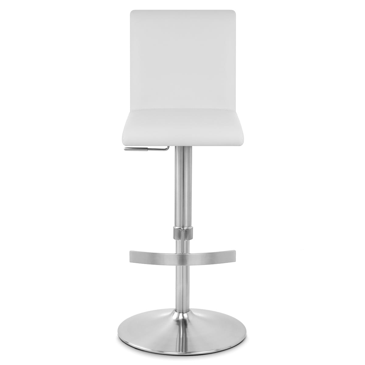 Sgabello Ecopelle Cromo Satinato - Deluxe High Back Bianco