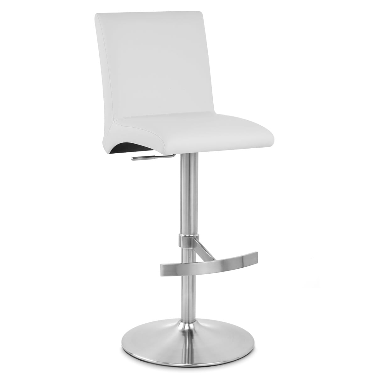 Sgabello Ecopelle Cromo Satinato - Deluxe High Back Bianco